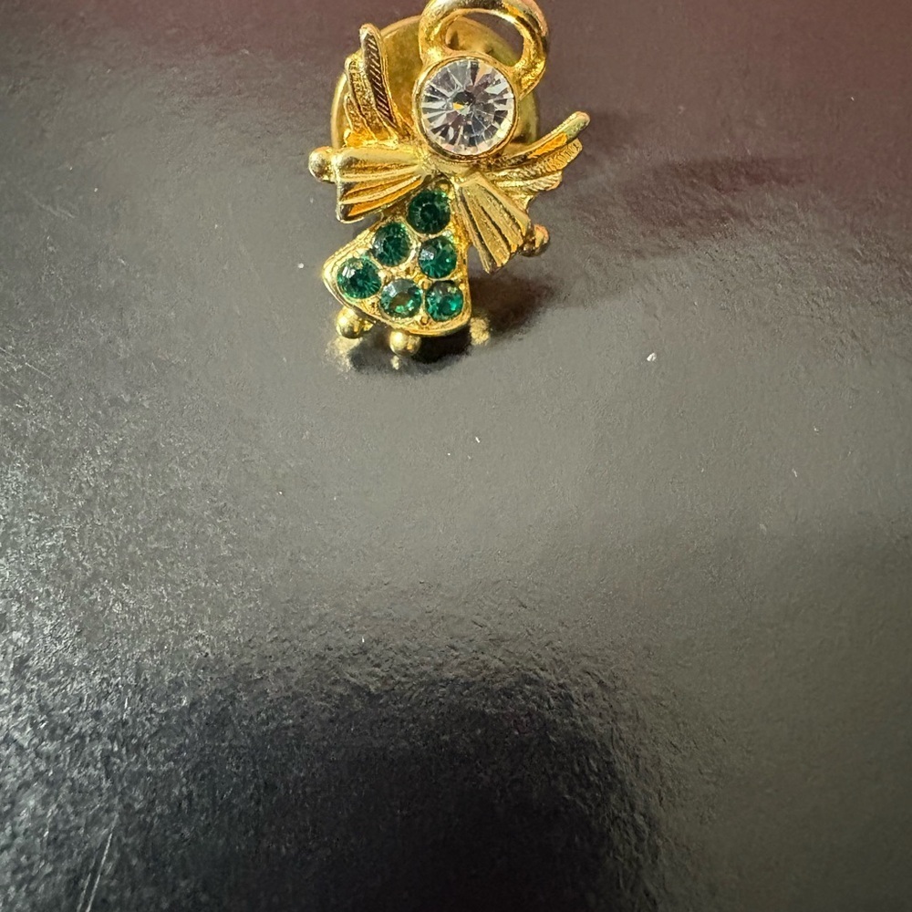 Gold and Green Angel Brooch/Pin Pendant.